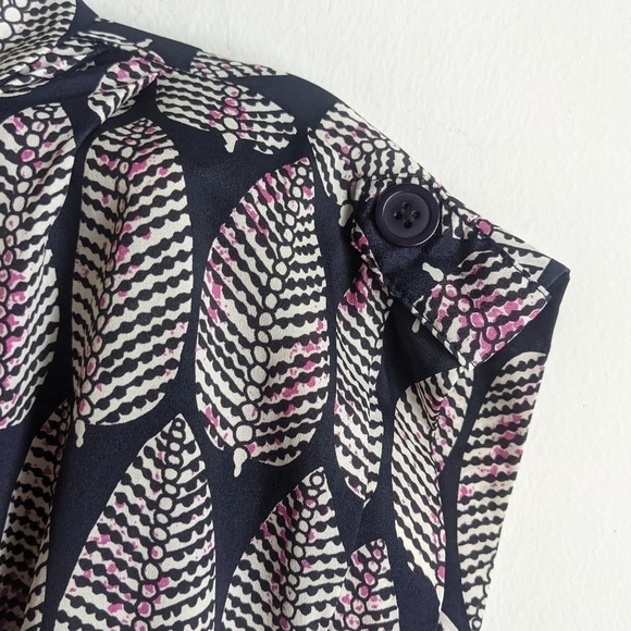 MAISON Jules Leaf Print Dress with Cap Sleeve M - Picture 5 of 13